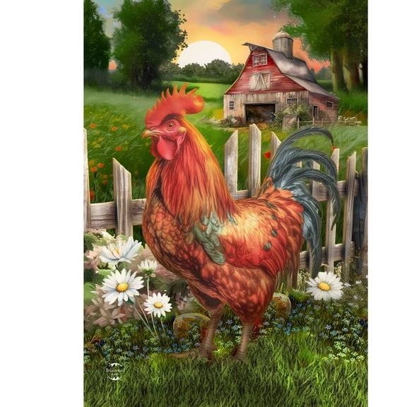 Briarwood Lane Spring House Flag 40x28 For Outdoor Sunrise Rooster For Spring House Flag