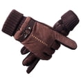 thumbnail image 2 of Guantes de nieve resistentes al viento Guantes de esquí Antideslizantes Ajustable Calor Mantener de cerdo Guantes de snowboard de material cuero para B 13D Marrón, 2 of 8
