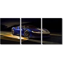 Hieng Black Supercar at Sunset Canvas Prints Hypercar Wall Art Paintings Sports Car Posters Stretched Pictures for Living Room Modern Home Decor Wall Art Decorations(Only canvas)