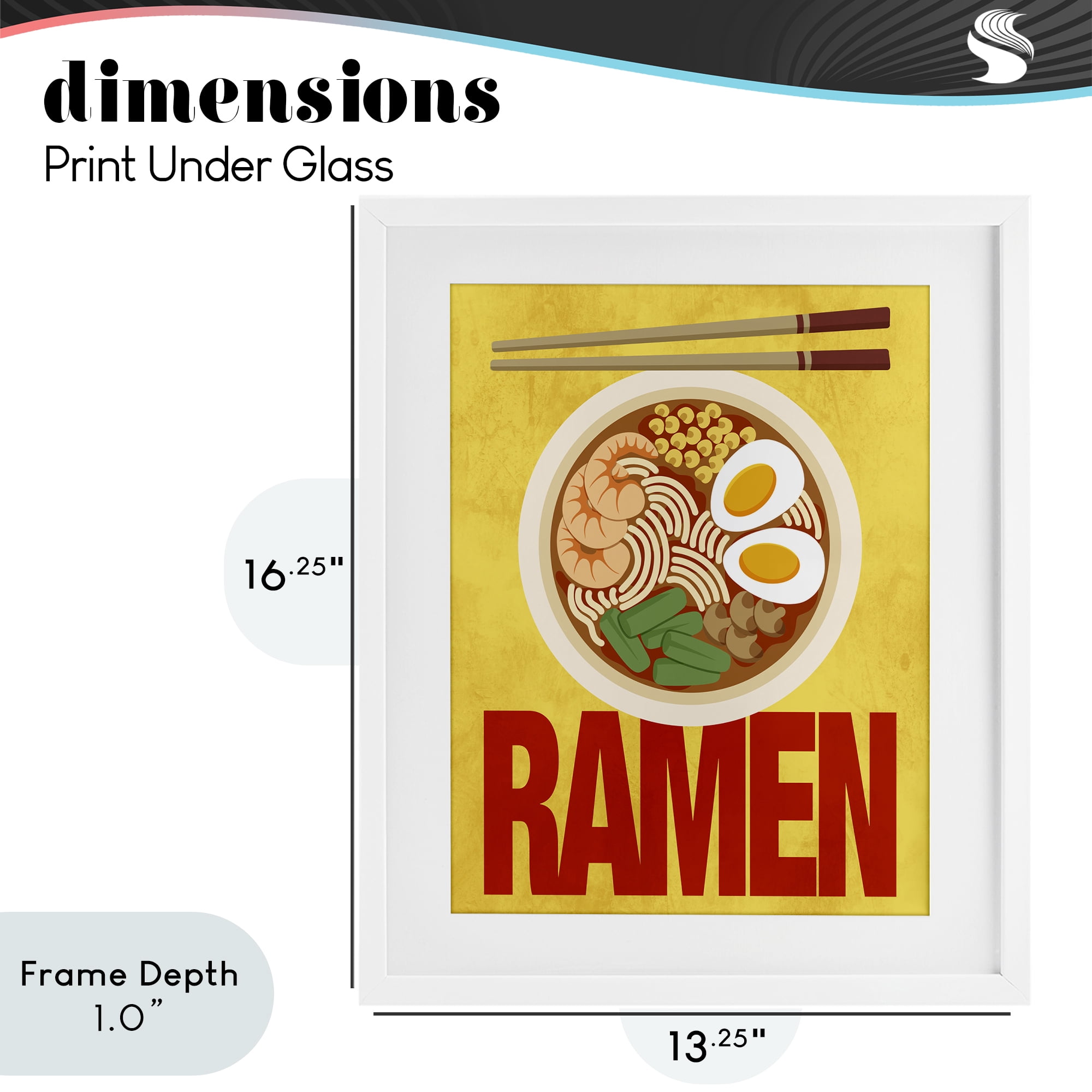 Stupell Industries Bright Ramen & Chopsticks White Framed Print Under Glass, design by Marcus Prime