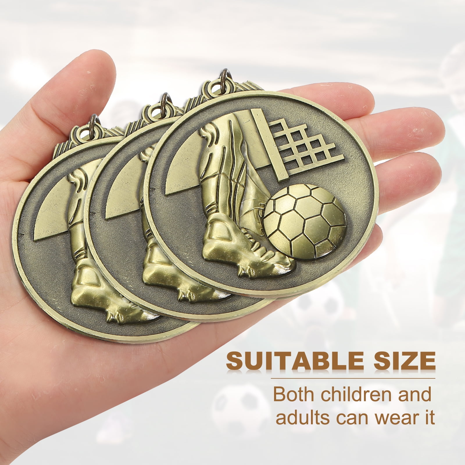 Uxcell Football Events Mesh Embossing Award Medals with Ribbons, Winner Medals Prizes for Competitions Sports Party Gold