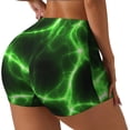 thumbnail image 2 of Wukai Green Lightning Print Pack Biker Shorts for Women Yoga Workout Gym Running Scrunch Active Shorts-Small, 2 of 8