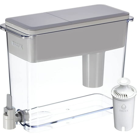 

XL Water Filter Dispenser for Tap and Drinking Water with 1 Standard Filter Lasts 2 Months 27-Cup Capacity BPA Free Grey