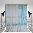 thumbnail image 1 of Fondos fotográficos ABPHQTO 150x220cm puerta rota azul fondo de fotografía de suelo de madera gris, 1 of 2