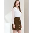 thumbnail image 4 of Falda Casual Estilo Cargo Allegra K Corta con Botones en la Parte Delantera para Mujer Marron Oscuro XL, 4 of 6