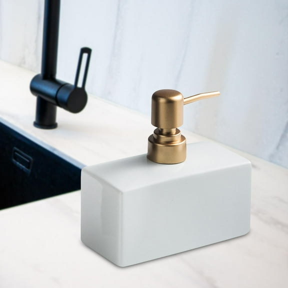 Ceramic Soap Dispenser Bottle Decorative Refillable Shower Bottle for Bathroom Restaurant Restroom Countertop Hotel , White