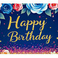 thumbnail image 3 of Blue Background Happy Birthday Banner with Colorful Roses and Glittery Stars Party Decoration Backdrop for Birthday Party Photography Props Decorations, 3 of 7