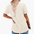 thumbnail image 3 of BLVB Summer Tops for Women 2024 Crew Neck Pleated Casual Work T Shirts Solid Color Loose Basic Tunic Tee Tops, 3 of 6