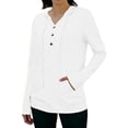 thumbnail image 6 of Women's UPF 50+ Sun Protection Shirts Women's Sports V-neck Sun Protection Hooded Solid Color Front Decorated Button Long Sleeve Top, 6 of 7