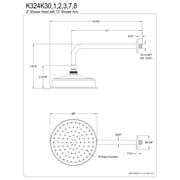 Kingston Brass K324K31 Trimscape 8 Round Raindrop Brass Shower Head with 12 Shower Arm, Polished Chrome