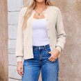 thumbnail image 2 of Stichou Women's 2025 Long Sleeve Cardigan Sweater Fall Winter Crew Neck Button Open Front Chunky Knit Outfits White S, 2 of 5