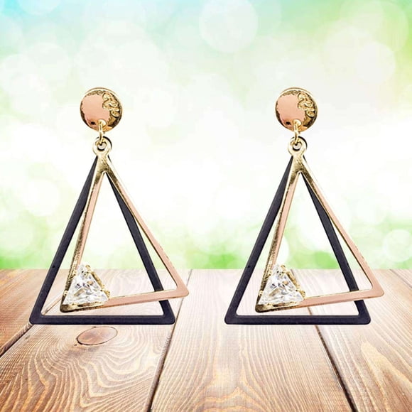 UPGRATOR Pendientes Finos Y Elegantes Para Mujer Con Colgante Triángulo Hueco Y Zirconia