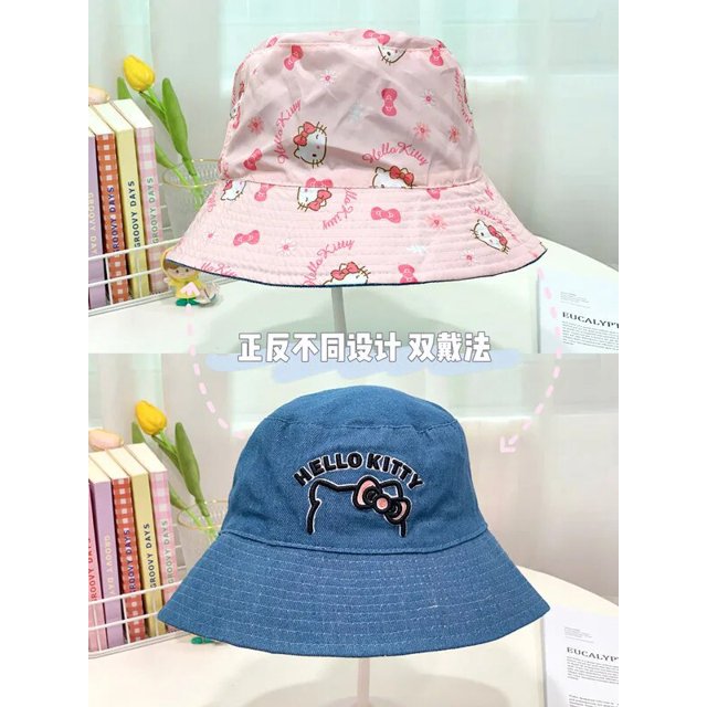 Sombrero de verano de dibujos animados para niñas, gorro de cubo Kawaii impermeable con protección solar de doble cara, Hello Kitty, Mymelod, Kuromi, Cinnamoroll LIUWENJING unisex