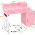thumbnail image 2 of Homieasy Vanity Desk with 4 Storage Drawers - Modern Makeup Vanity Table with Charging Station, White Vanity Desk with Reversible Cabinet Dressing Table Set with Divided Organizers, Pink, 2 of 7