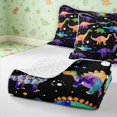 thumbnail image 4 of Manfei Neon Dinosaur Wildlife Quilt King,Gothic Starry Sky King Coverlet Set,Black Purple,3-Piece,1 Bedspread and 2 Pillowcases, 4 of 7