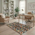 thumbnail image 2 of ODIKA 4'x6' Blue Geometric Design Washable Area Rug Retro Inspired Arches and Circles Pattern Stain Resistant, Low Pile, Easy Care for Dorm Room, Small Living, 2 of 7