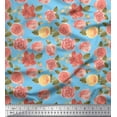 thumbnail image 1 of Soimoi Blue Heavy Canvas Fabric Leaves & Begonia Floral Fabric Prints By Yard 58 Inch Wide, 1 of 3