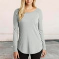 thumbnail image 3 of Olyvenn Stylish Womens Tunic Tops Long Sleeve Shirts Crew Neck Casual Tshirts Spring Fashion Outfits Basic T-Shirts Gray 6, 3 of 6