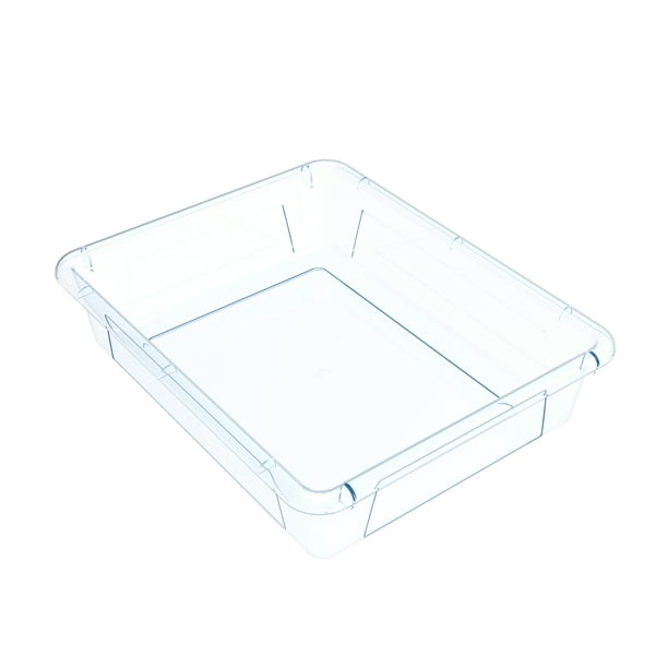 Storex Letter Size Paper Tray, 3 inch Flat File Organizer, Clear, 5