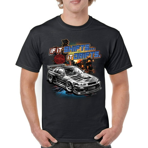 If It Shifts It Drifts T-shirt Racing Custom Culture Classic Japanese Car Drift Cars Driver Subculture Men's Tee