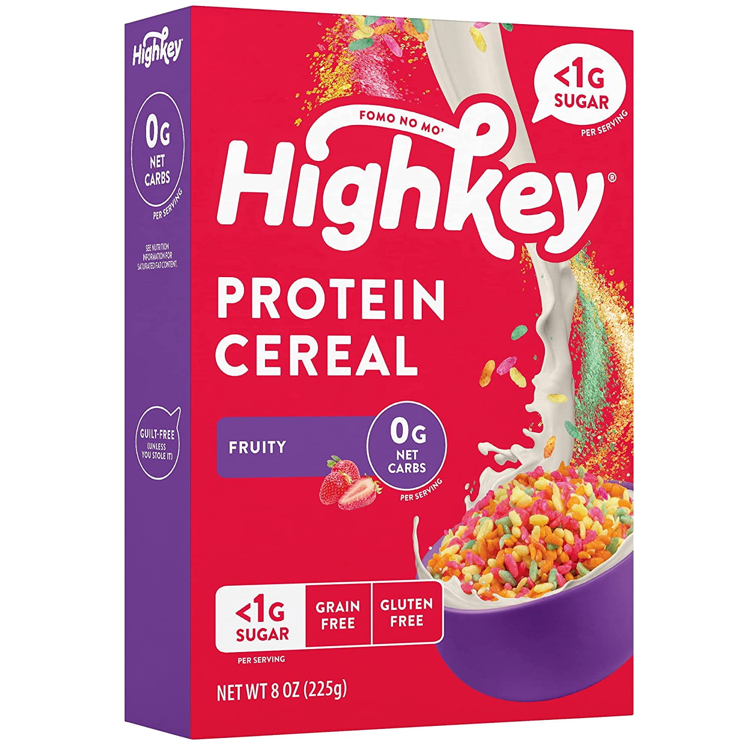 HighKey Sugar Free Protein Cereal 8oz Keto Snacks for Adults Grain Gluten Free Low Carb Breakfast Food High Fiber Snack Diabetic Food Healthy