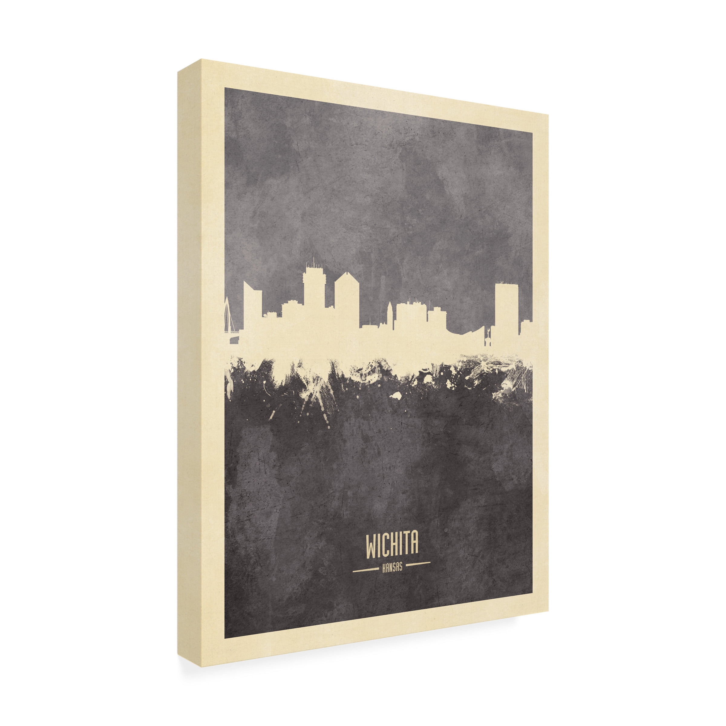 Michael Tompsett 'Wichita Kansas Skyline Gray' Canvas Art