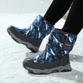 thumbnail image 3 of Chenyee Boys Girls Snow Boots Water-proof Hook and Loop Mid Calf Faux Fleece Linrd Winter Shoes for Kids, 3 of 7