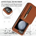 thumbnail image 3 of for Samsung Galaxy Z Flip 5 Luxury Zipper Wallet Phone Case, Multi-function Kickstand Card Holder Adjustable Crossbody Strap, Fashion Flip Case for Women and Girls RFID Blocking - Brown, 3 of 8