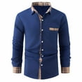 thumbnail image 4 of LNWUY Mens Dress Shirts Casual Long Sleeve Button Down Striped Tshirt Regular Fit Formal Business Shirts for Wedding Party Navy XL, 4 of 6