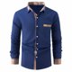 thumbnail image 4 of Camisa y blusa de manga larga con cuello vuelto para hombre, informal, con botones, bolsillo simulado, cuello vuelto enrejado, camisa de manga larga para hombre, abrigo de poliéster, 4 of 6