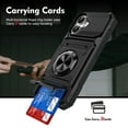 thumbnail image 2 of Designed for iPhone 17 Card Holder Case with 360°Rotatable Ring Holder Kickstand,2-Layer Heavy Duty Magnetic Car Mount Shockproof Rugged Hybrid Hard PC Soft Rubber Case,Black, 2 of 7