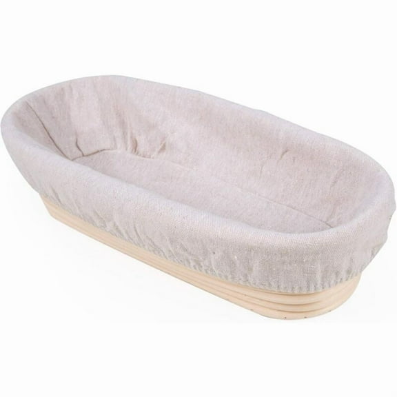 Oval Banneton, Brotform with Wool Liner, Oval Bread Basket, Bread Proofing Basket, Up to 0.7kg of Dough, 30 x 14 x 7cm