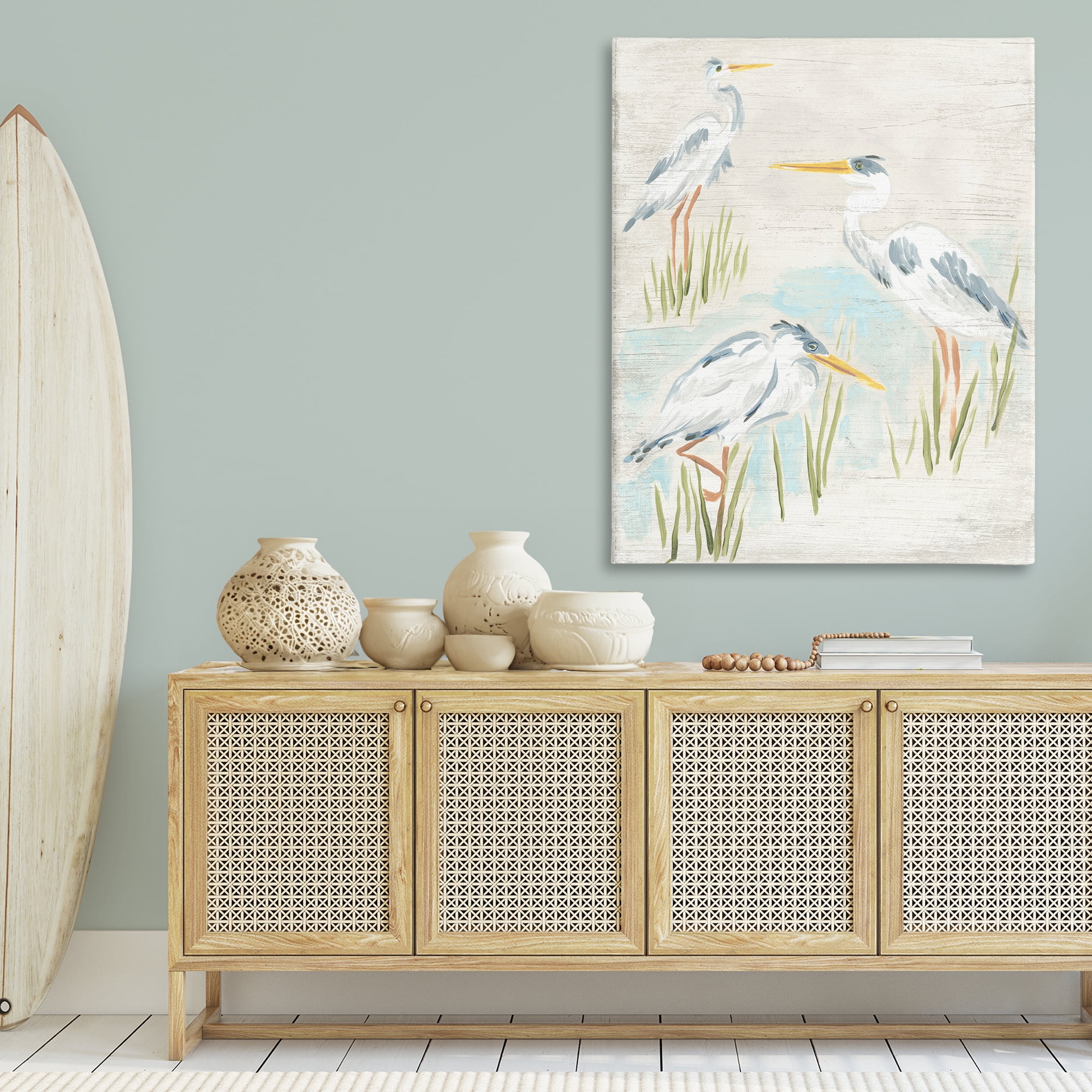 Stupell Industries Rustic Lake Birds Animals & Insects Painting Gallery Wrapped Canvas Art Print Wall Art, 36 x 48