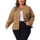 thumbnail image 1 of Chaqueta de mezclilla para mujer de talla grande Agnes Orinda, chaqueta utilitaria con botones y bolsillos, atuendos 2025 2X marrón, 1 of 5