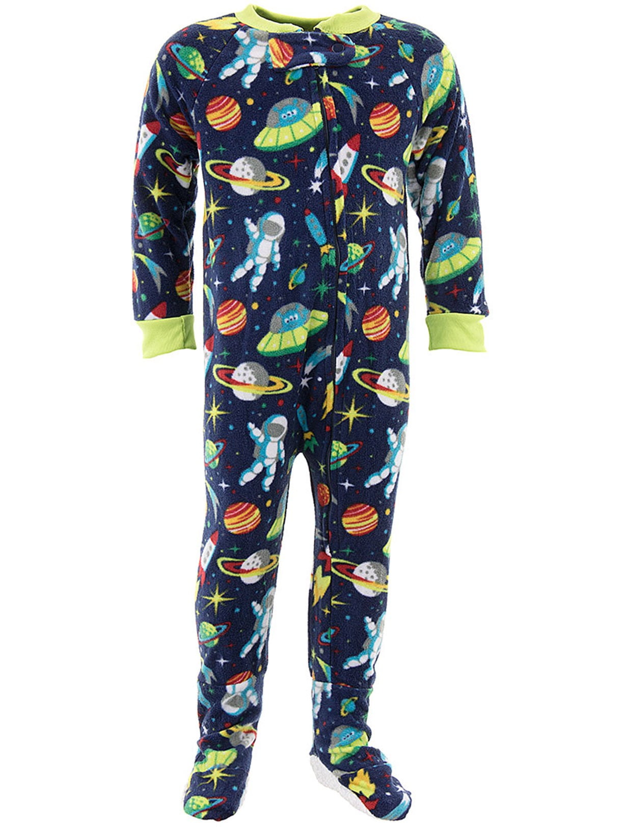 Mon Petit Space Ships Blue Footed Pajamas for Baby and Toddler Boys