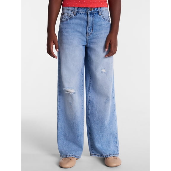 Wonder Nation Girls Baggy Wide Leg Jean, Sizes 5-18