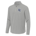 thumbnail image 2 of Men's Antigua Heather Gray Kansas City Royals Sync Tri-Blend Quarter-Zip Pullover, 2 of 3