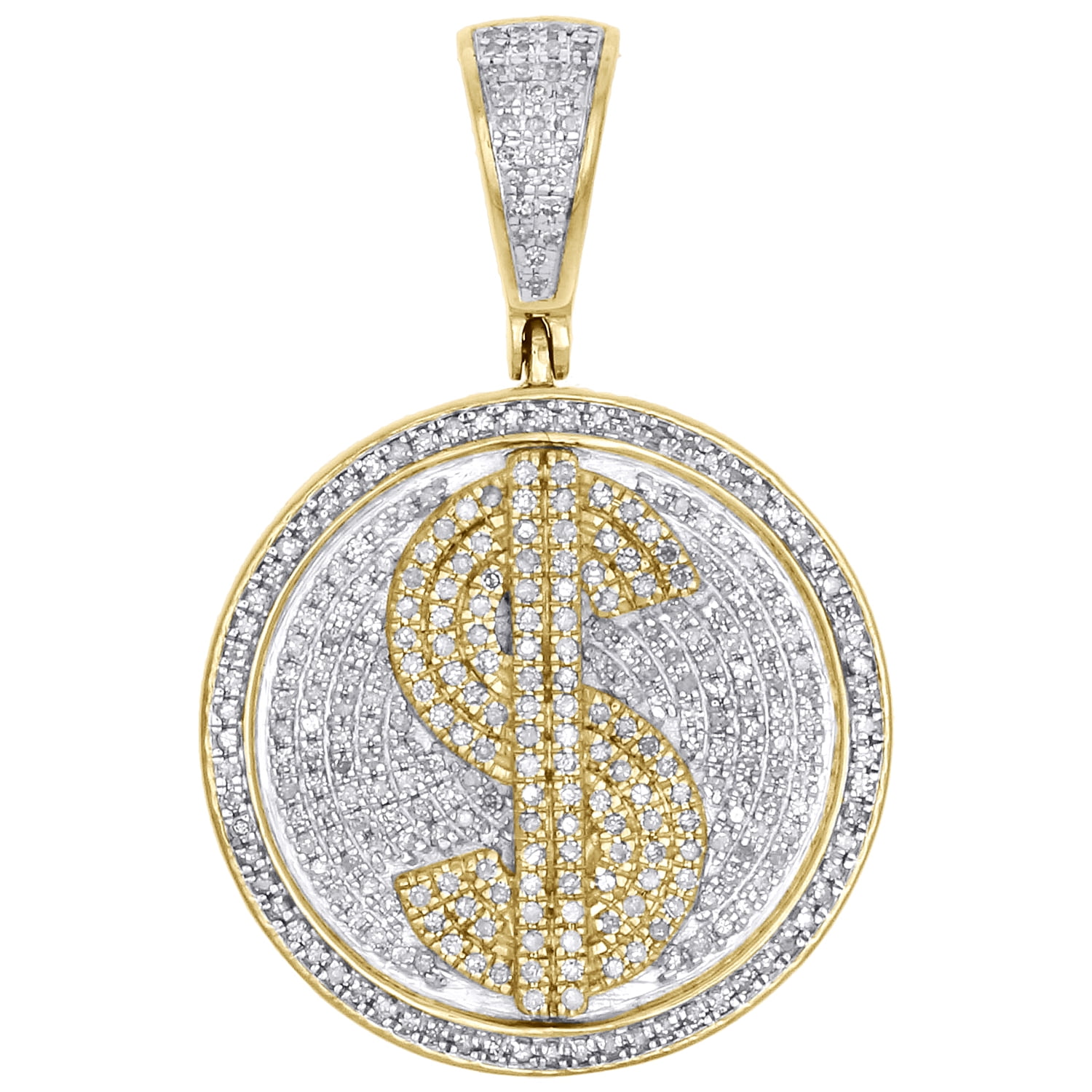 Details about   Genuine Diamonds Money Bag Pendant Dollar Sign Charm 10K Rose Gold Finish 2.25''