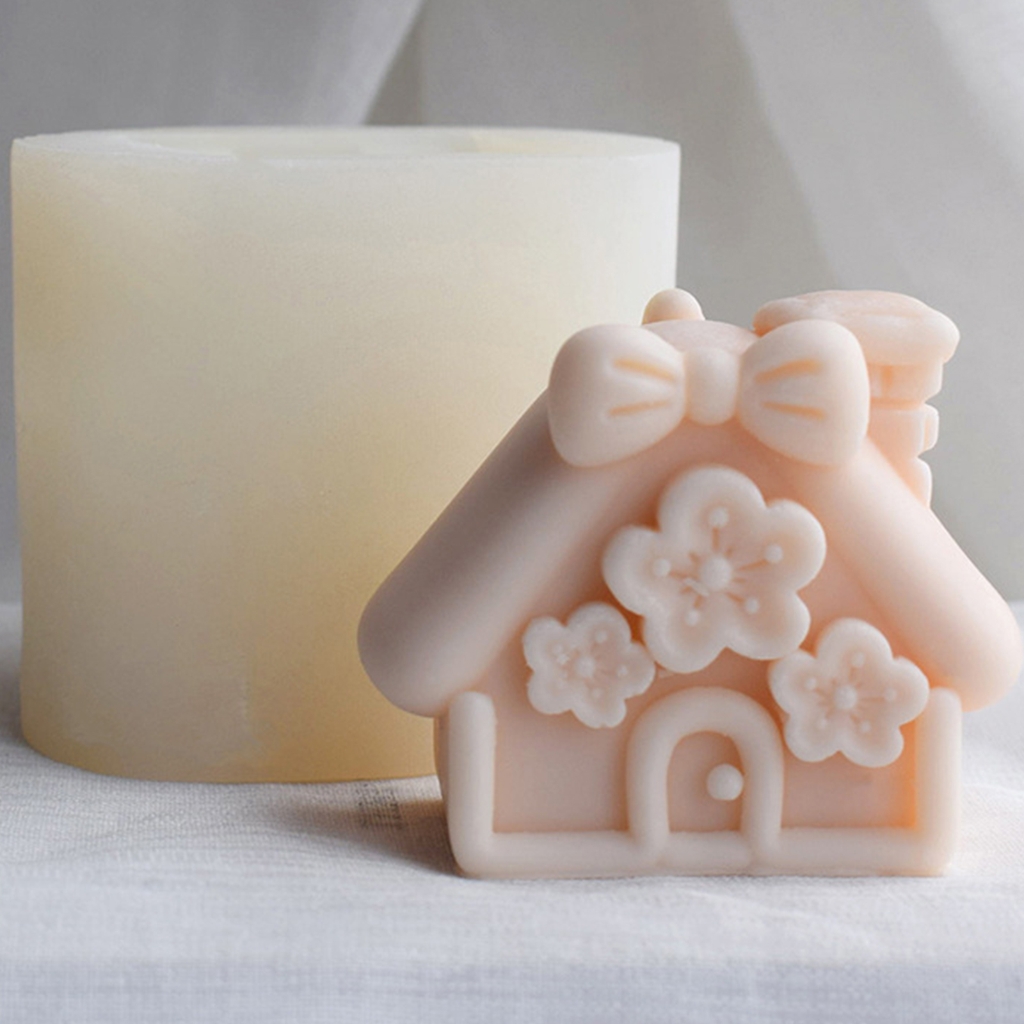 Christmas Small House Candle Molds House Shape Silicone Moulds Handmade Soap Mold DIY Fondant Chocolate Decorating Tool