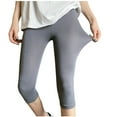 thumbnail image 4 of Lindreshi Capri Leggings for Women Clearance Women's Casual Fashion Solid Color Three-quarter Shorts Thin Loose Large Size Home Pants for Sports and Can Be Worn Outside, 4 of 4