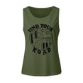 thumbnail image 3 of Wang6 Womens Plus Size Loose Fit Tank Tops Causal Sleeveless Floral Printed Tops Summer Crew Neck Graphic Tshirts Green XL, 3 of 3