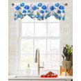 thumbnail image 3 of Tie Up Valance Curtain for Kitchen, Blue Poppy Flower on White Rod Pocket Short Curtains Adjustable Tie-Up Shade Valances, Watercolor Floral Leaves Window Treatment for Bathroom Living Room Bedroom, 3 of 7