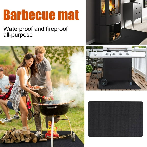 Heavy Duty Under Grill Mat for Outdoor BBQ Fireproof Hearth Rug Protective Deck and Patio Mat Heat Resistant and Waterproof Floor Protector for Gas Grill