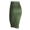 thumbnail image 2 of Made by Johnny Women's Elastic Waist Stretch Bodycon Midi Pencil Skirt Below Knee XXL OLIVE, 2 of 6