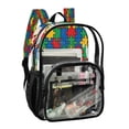 thumbnail image 2 of Large Clear PVC Backpack Heavy Duty See Through Backpack for Adults Work Travel, Color Puzzle Tile Printed 12L, 2 of 8