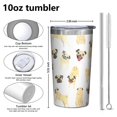 thumbnail image 4 of Cute Cartoon Pug 10oz Tumblers Stainless Steel Tumbler with Lid and Straw,Vacuum Insulated Double Wall Travel Tumbler Cups with Cleaning Brush for Coffee, Tea, 4 of 4