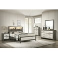 thumbnail image 6 of King Size Platform Storage Bed - Modern Farmhouse, Gray Beige Wood Bed Frame, Built-in Lighting, Plank Headboard, Bedroom Furniture, 87"x80", 6 of 6