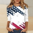 thumbnail image 2 of July 4th 3/4 Sleeve Shirts for Women American Flag Stars Stripes Shirts T-Shirt Cute Graphic Tees USA Flag Patriotic Tshirts Tunic Tops, 2 of 5