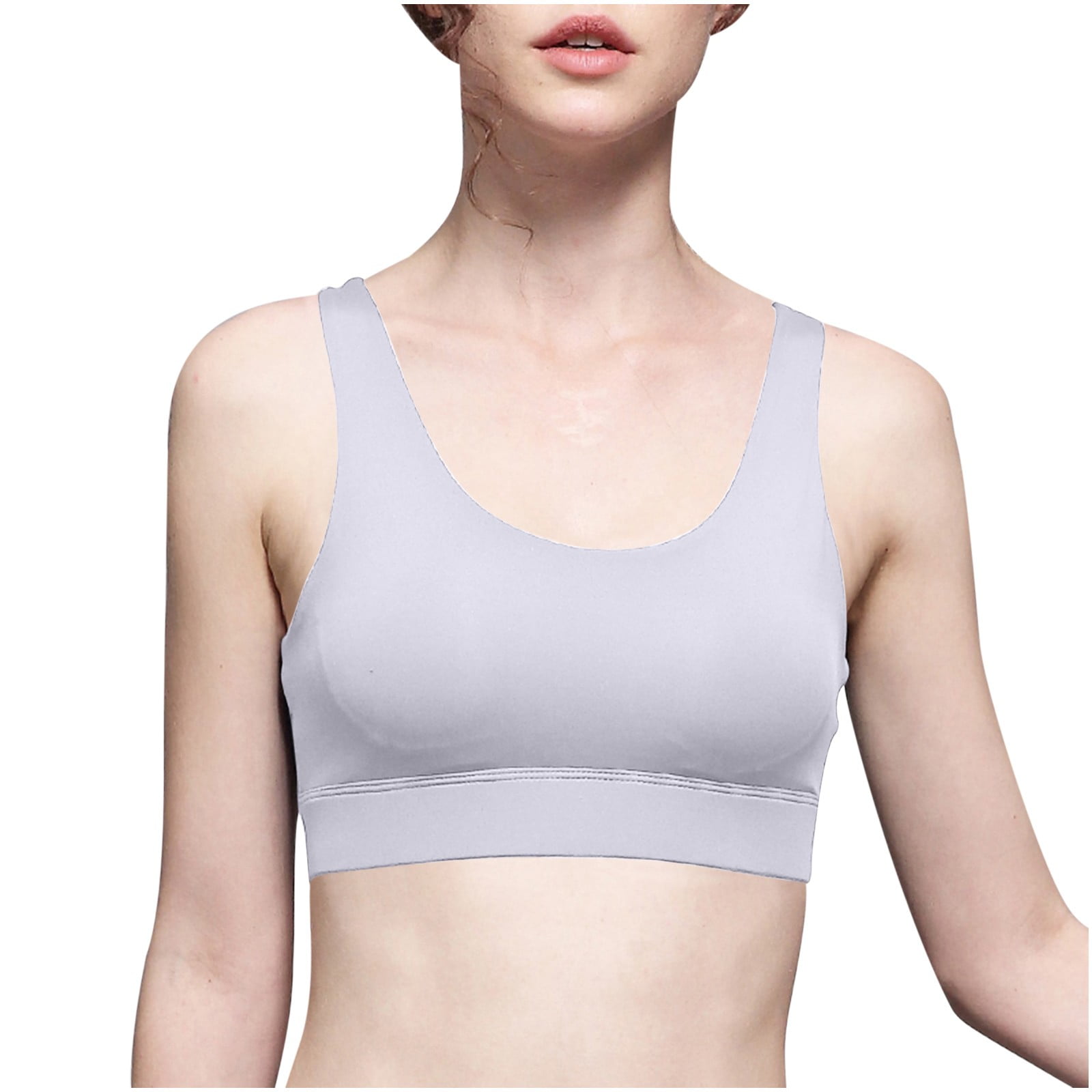 RQYYD Longline Sports Bra for Women - U-Back Cropped Tank Tops Plus Size  Padded Workout Yoga Bras White XL
