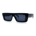 thumbnail image 6 of Womens 80s Mod Square Cat Eye Narrow Rectangle Thick Plastic Sunglasses All Black, 6 of 8